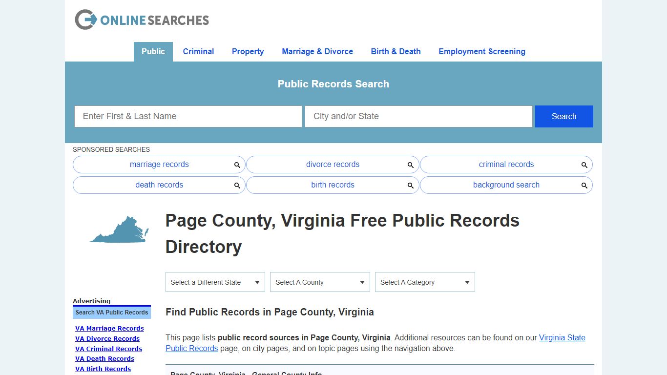 Page County, Virginia Public Records Directory